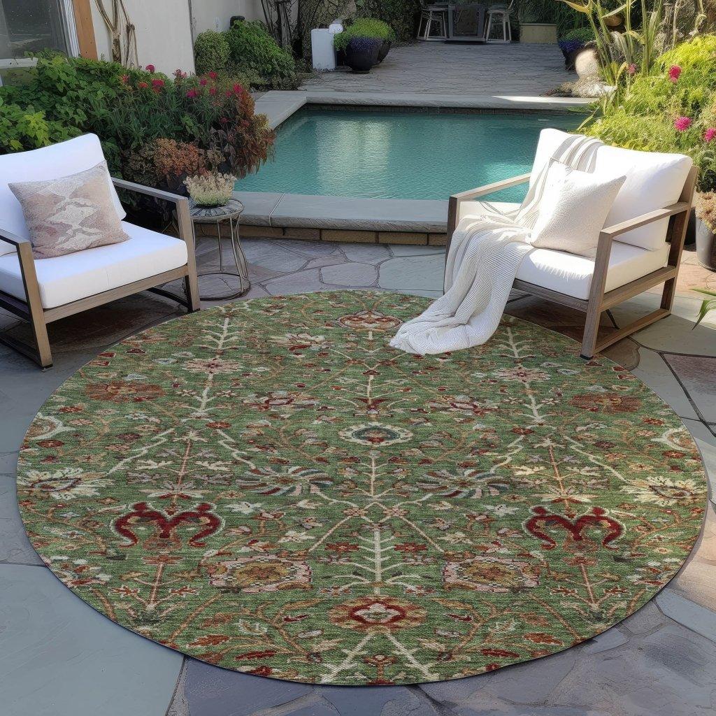 Muse Green Washable Indoor-Outdoor Rug-Outdoor Rugs-LOOMLAN Rugs-LOOMLAN