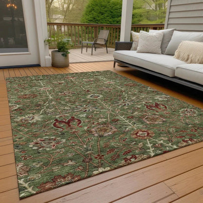 Muse Green Washable Indoor-Outdoor Rug-Outdoor Rugs-LOOMLAN Rugs-LOOMLAN
