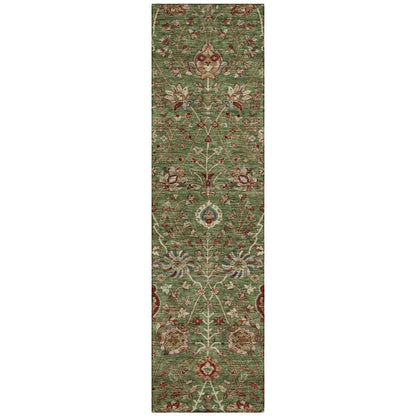 Muse Green Washable Indoor-Outdoor Rug-Outdoor Rugs-LOOMLAN Rugs-2'3" x 7'6"-LOOMLAN