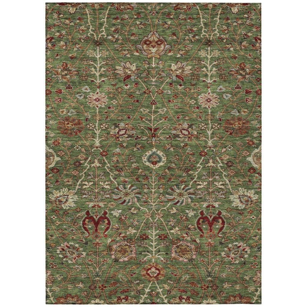 Muse Green Washable Indoor-Outdoor Rug-Outdoor Rugs-LOOMLAN Rugs-2'6" x 3'10"-LOOMLAN