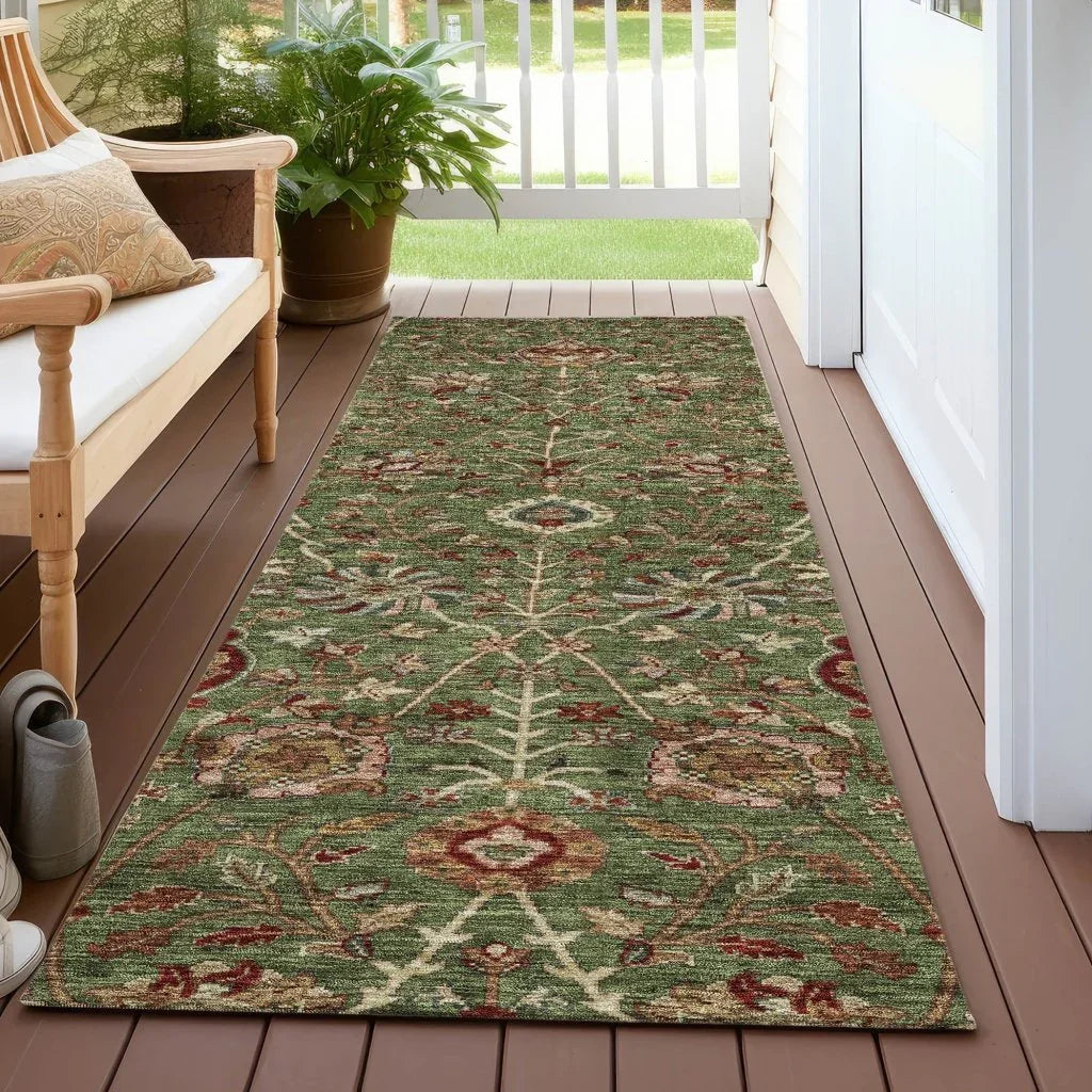 Muse Green Washable Indoor-Outdoor Rug-Outdoor Rugs-LOOMLAN Rugs-LOOMLAN