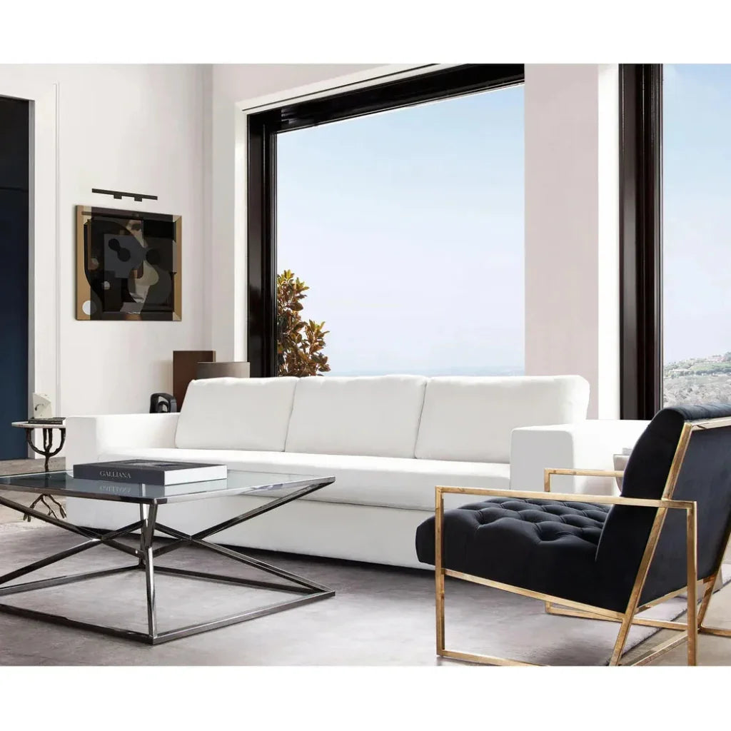 Muse Mist White Performance Sofa 4 Black Accent Pillows - LOOMLAN - Diamond Sofa - Sofas & Loveseats