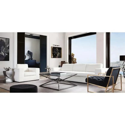 Muse Mist White Performance Sofa 4 Black Accent Pillows - LOOMLAN - Diamond Sofa - Sofas & Loveseats
