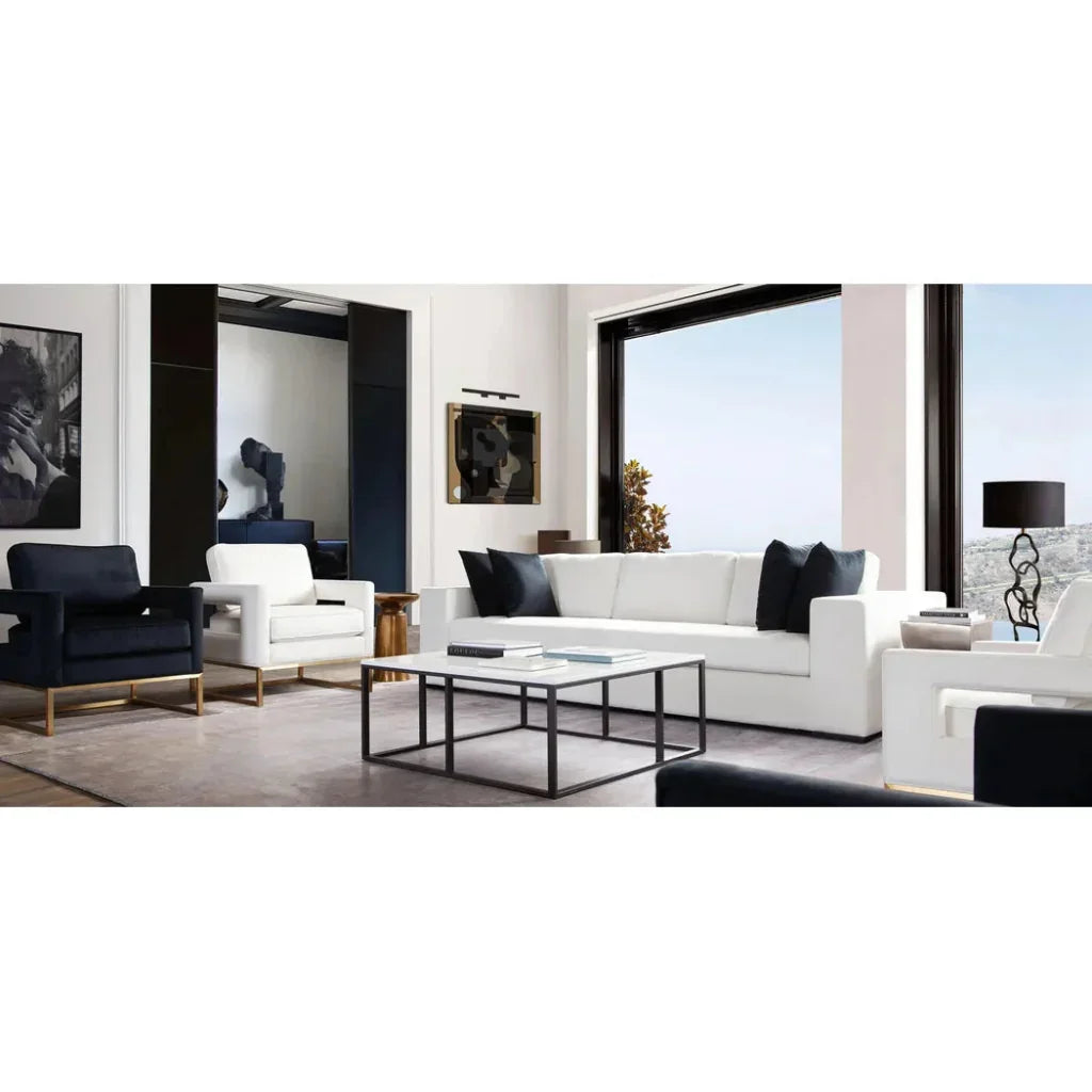 Muse Mist White Performance Sofa 4 Black Accent Pillows - LOOMLAN - Diamond Sofa - Sofas & Loveseats