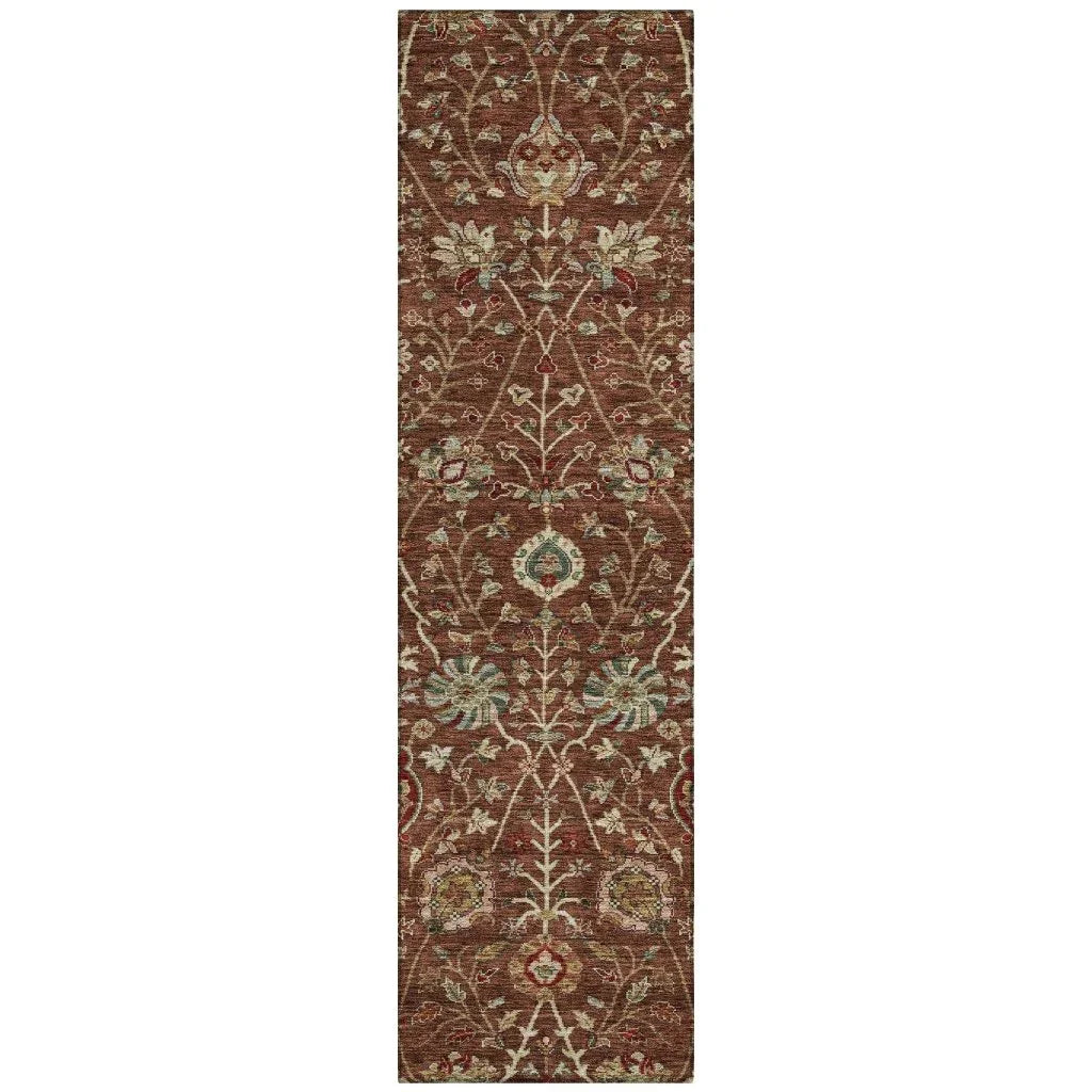 Muse Orange Washable Indoor-Outdoor Rug-Outdoor Rugs-LOOMLAN Rugs-2'3" x 7'6"-LOOMLAN
