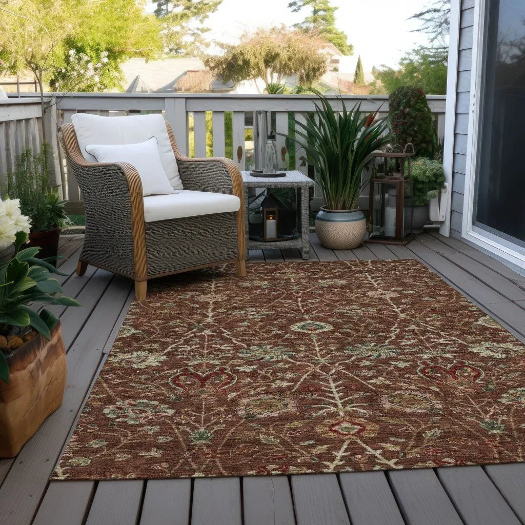 Muse Orange Washable Indoor-Outdoor Rug-Outdoor Rugs-LOOMLAN Rugs-LOOMLAN