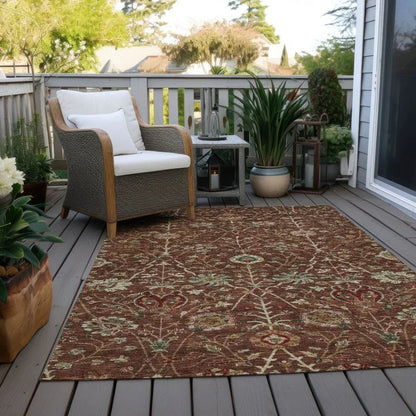 Muse Orange Washable Indoor-Outdoor Rug-Outdoor Rugs-LOOMLAN Rugs-LOOMLAN