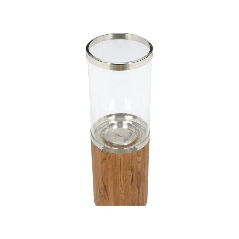 Muskoka Teak And Glass Elegance Patio Candleholder - LOOMLAN - Wildwood - Candle Holders