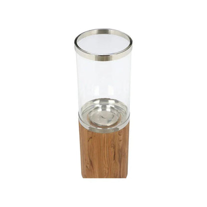 Muskoka Teak And Glass Elegance Patio Candleholder - LOOMLAN - Wildwood - Candle Holders