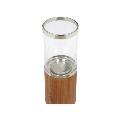 Muskoka Teak And Glass Elegance Patio Candleholder - LOOMLAN - Wildwood - Candle Holders