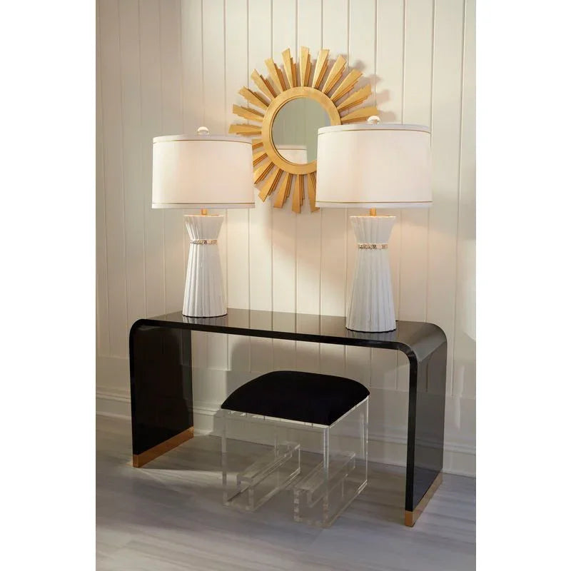 Mykonos Acrylic Base Black Stool - LOOMLAN - Wildwood - Poufs and Stools