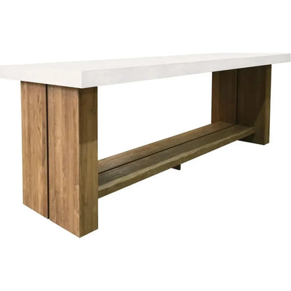 Mykonos Teak & Concrete White Outdoor Bar Table-Outdoor Dining Tables-Seasonal Living-LOOMLAN