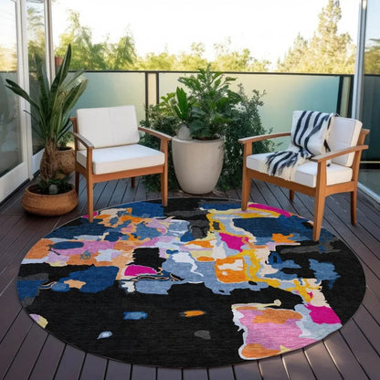 Mysa Black Washable Indoor-Outdoor Rug-Outdoor Rugs-LOOMLAN Rugs-LOOMLAN