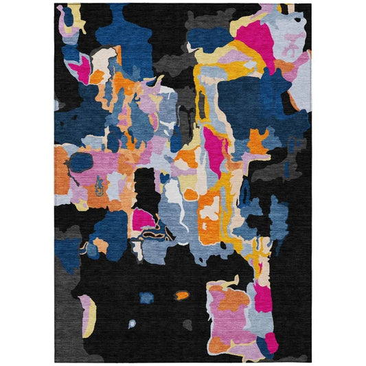Mysa Black Washable Indoor-Outdoor Rug-Outdoor Rugs-LOOMLAN Rugs-2'6" x 3'10"-LOOMLAN