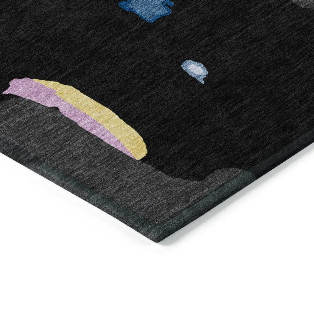 Mysa Black Washable Indoor-Outdoor Rug-Outdoor Rugs-LOOMLAN Rugs-LOOMLAN