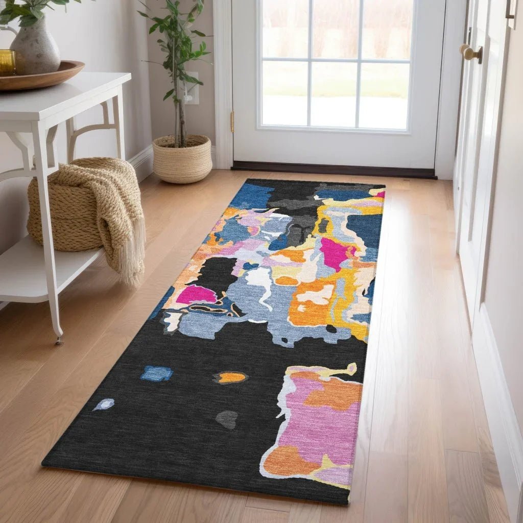 Mysa Black Washable Indoor-Outdoor Rug-Outdoor Rugs-LOOMLAN Rugs-LOOMLAN
