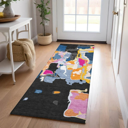 Mysa Black Washable Indoor-Outdoor Rug-Outdoor Rugs-LOOMLAN Rugs-LOOMLAN