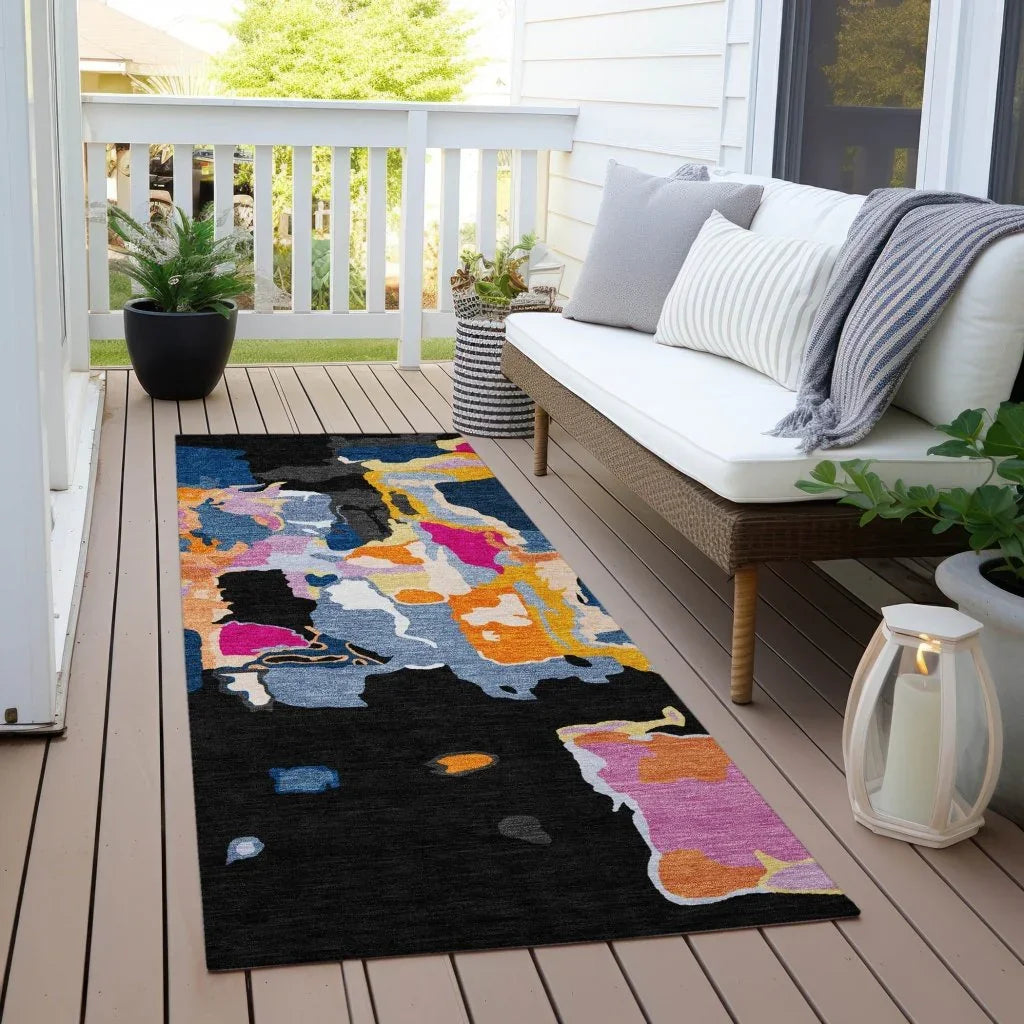 Mysa Black Washable Indoor-Outdoor Rug-Outdoor Rugs-LOOMLAN Rugs-LOOMLAN