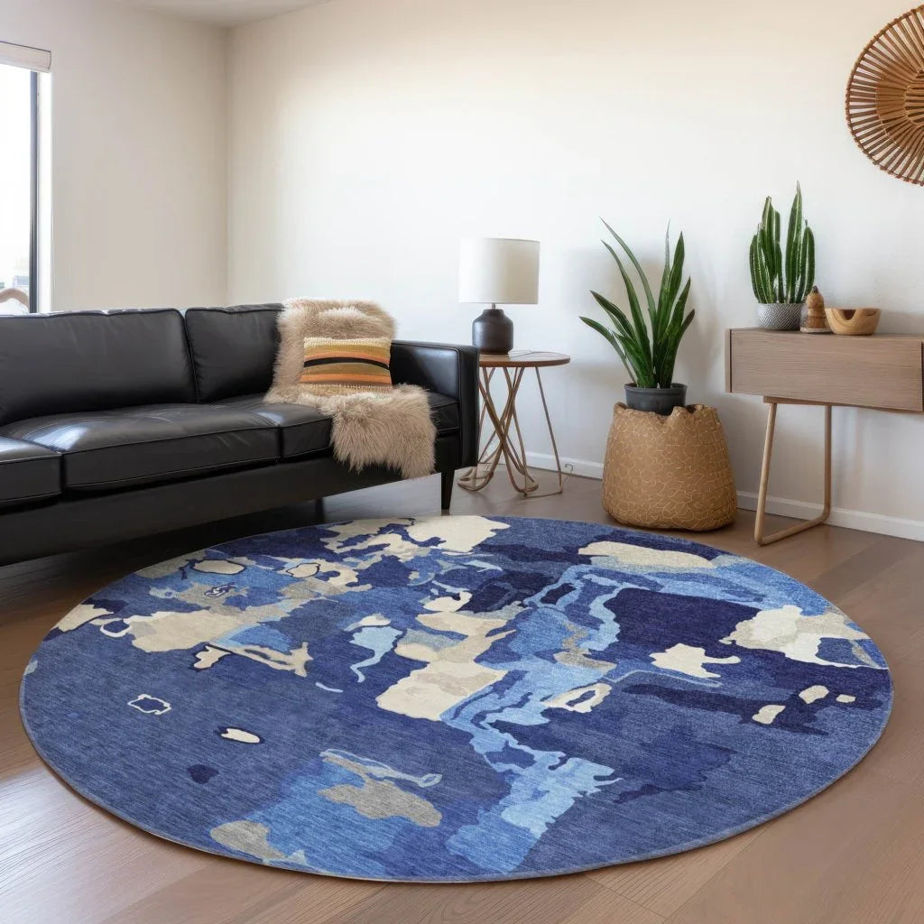 Mysa Blue Washable Indoor-Outdoor Rug-Outdoor Rugs-LOOMLAN Rugs-LOOMLAN