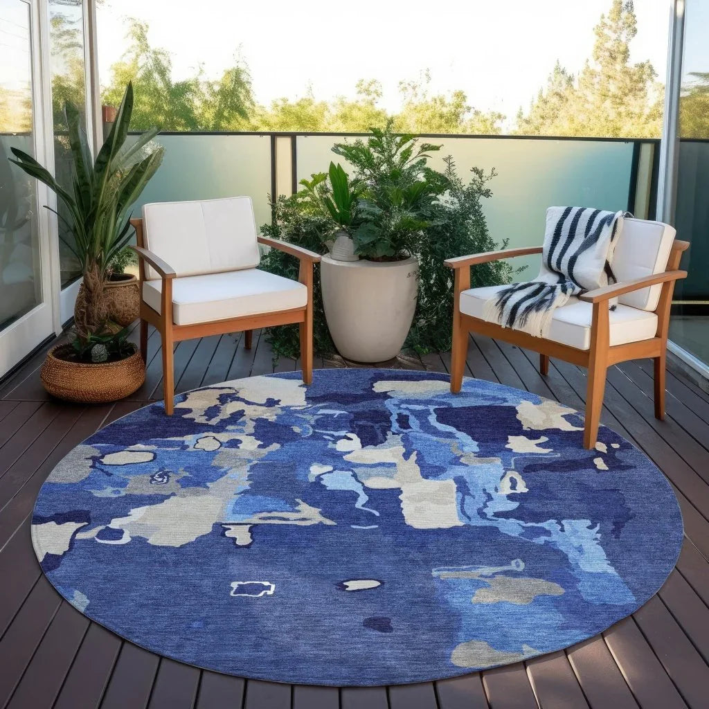 Mysa Blue Washable Indoor-Outdoor Rug-Outdoor Rugs-LOOMLAN Rugs-LOOMLAN