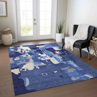 Mysa Blue Washable Indoor-Outdoor Rug-Outdoor Rugs-LOOMLAN Rugs-LOOMLAN