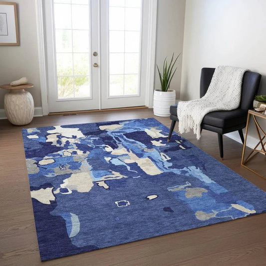 Mysa Blue Washable Indoor-Outdoor Rug-Outdoor Rugs-LOOMLAN Rugs-LOOMLAN