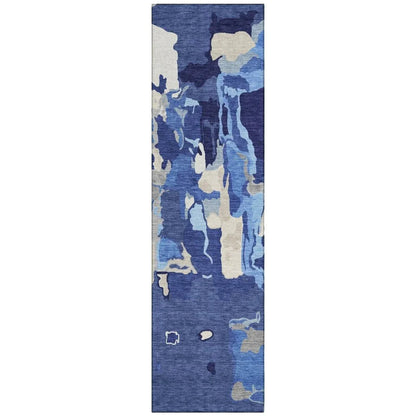 Mysa Blue Washable Indoor-Outdoor Rug-Outdoor Rugs-LOOMLAN Rugs-2'3" x 7'6"-LOOMLAN