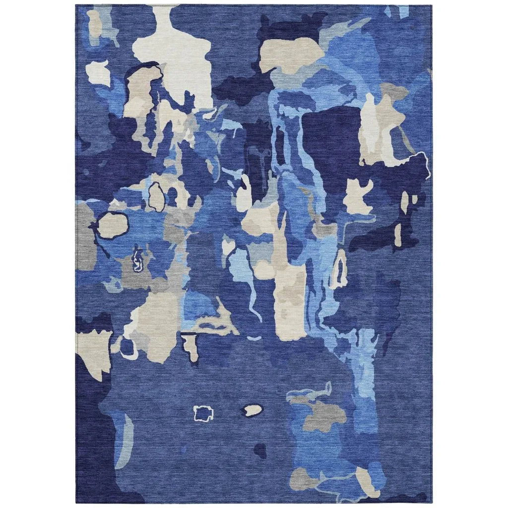 Mysa Blue Washable Indoor-Outdoor Rug-Outdoor Rugs-LOOMLAN Rugs-2'6" x 3'10"-LOOMLAN
