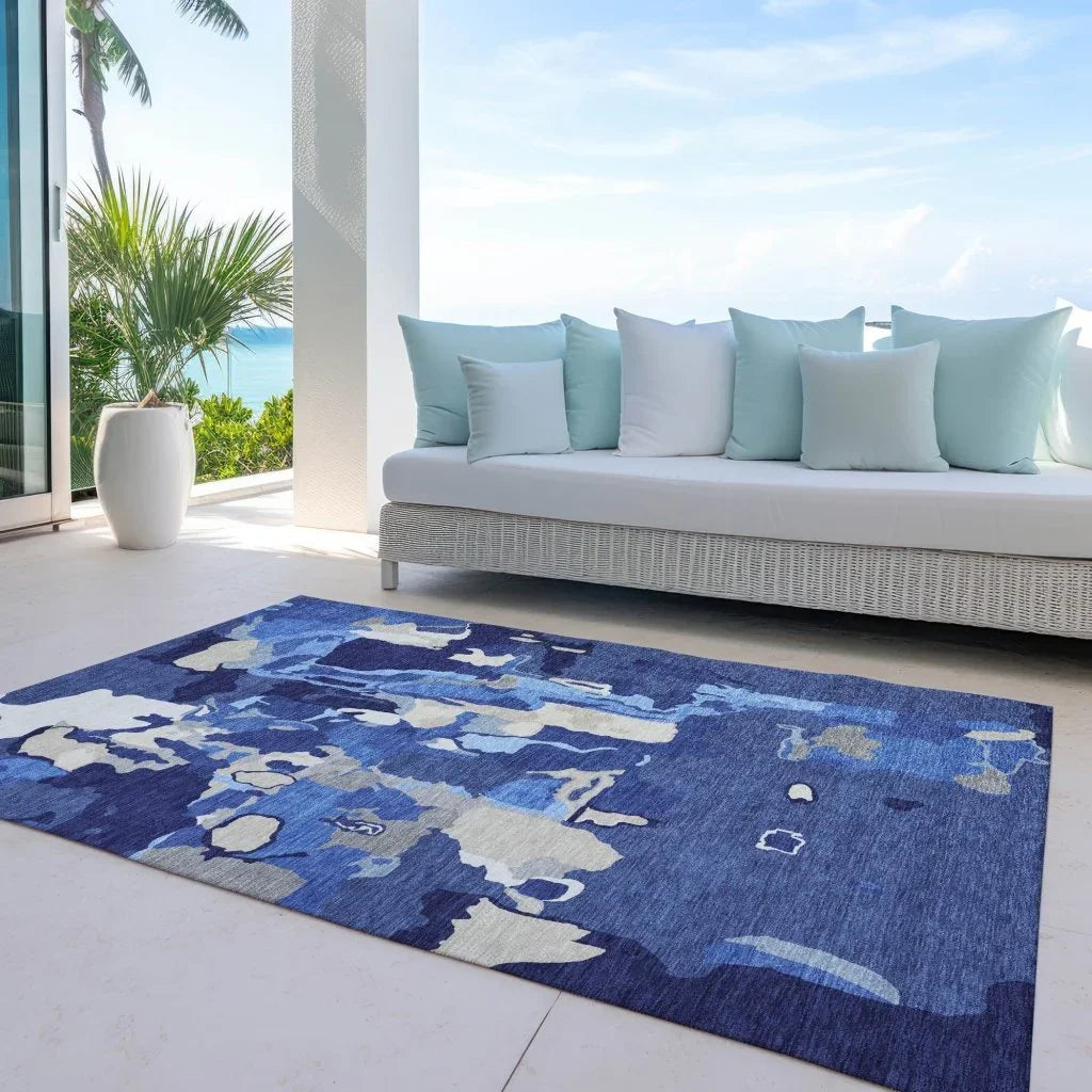 Mysa Blue Washable Indoor-Outdoor Rug-Outdoor Rugs-LOOMLAN Rugs-LOOMLAN