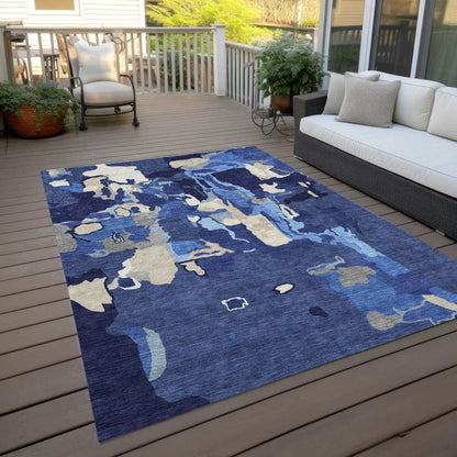 Mysa Blue Washable Indoor-Outdoor Rug-Outdoor Rugs-LOOMLAN Rugs-LOOMLAN