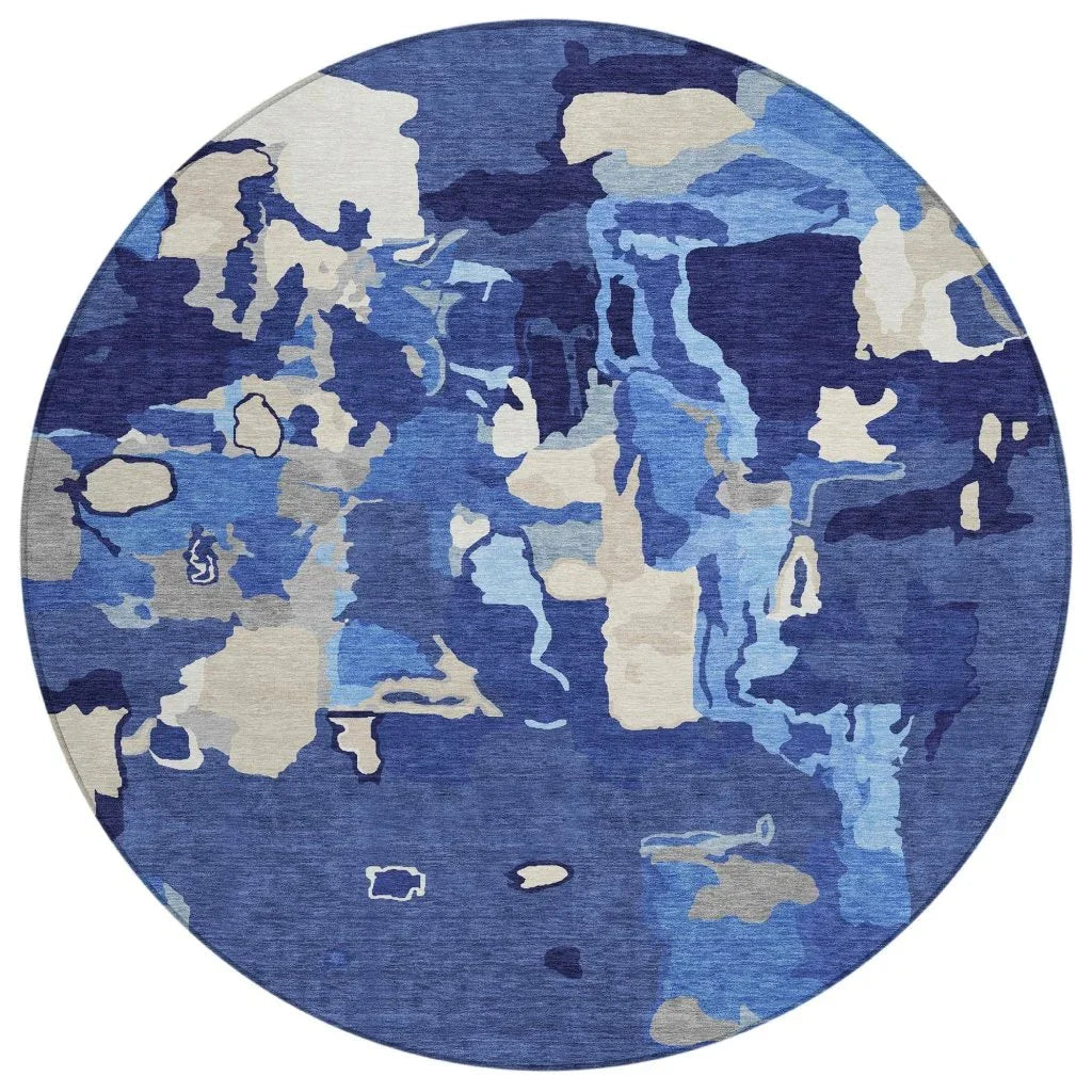 Mysa Blue Washable Indoor-Outdoor Rug-Outdoor Rugs-LOOMLAN Rugs-8' x 8'-LOOMLAN