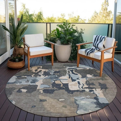 Mysa Brown Washable Indoor-Outdoor Rug-Outdoor Rugs-LOOMLAN Rugs-LOOMLAN