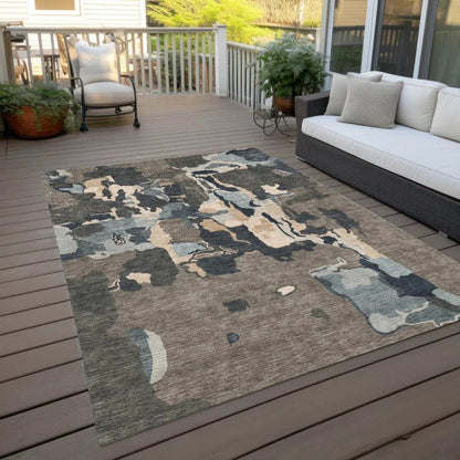 Mysa Brown Washable Indoor-Outdoor Rug-Outdoor Rugs-LOOMLAN Rugs-LOOMLAN