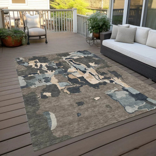 Mysa Brown Washable Indoor-Outdoor Rug-Outdoor Rugs-LOOMLAN Rugs-LOOMLAN