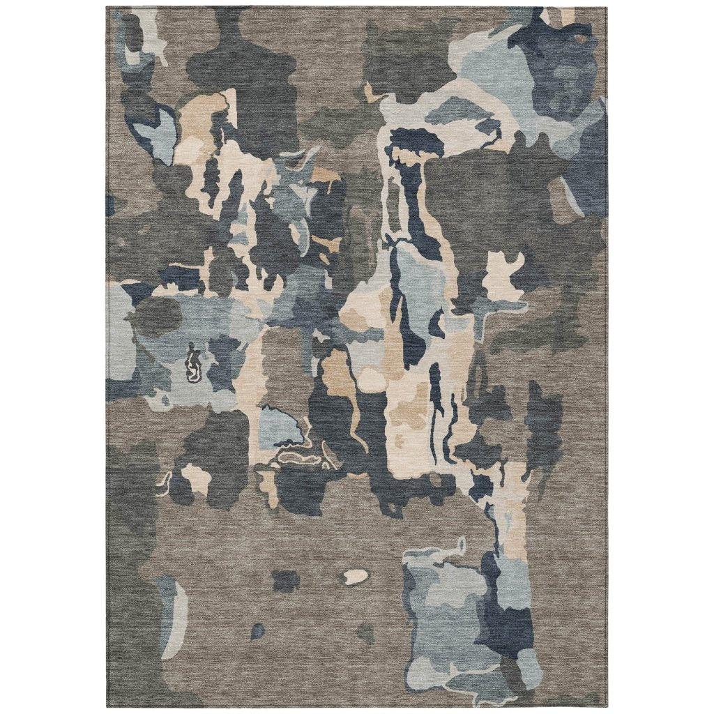 Mysa Brown Washable Indoor-Outdoor Rug-Outdoor Rugs-LOOMLAN Rugs-2'6" x 3'10"-LOOMLAN
