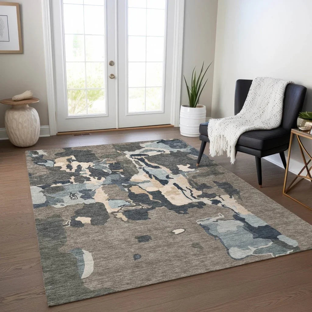 Mysa Brown Washable Indoor-Outdoor Rug-Outdoor Rugs-LOOMLAN Rugs-LOOMLAN