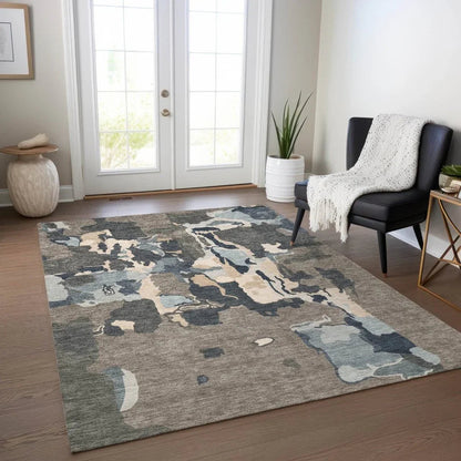 Mysa Brown Washable Indoor-Outdoor Rug-Outdoor Rugs-LOOMLAN Rugs-LOOMLAN