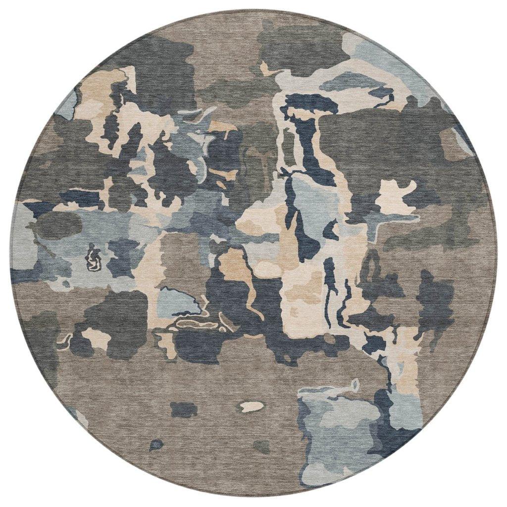 Mysa Brown Washable Indoor-Outdoor Rug-Outdoor Rugs-LOOMLAN Rugs-8' x 8'-LOOMLAN