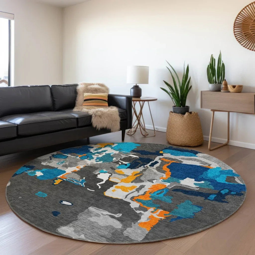 Mysa Charcoal Washable Indoor-Outdoor Rug-Outdoor Rugs-LOOMLAN Rugs-LOOMLAN