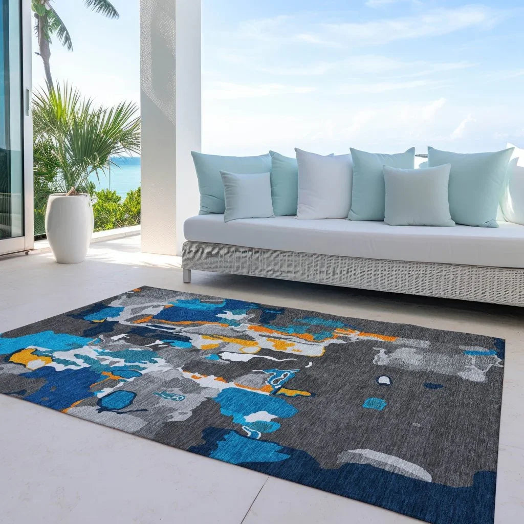 Mysa Charcoal Washable Indoor-Outdoor Rug-Outdoor Rugs-LOOMLAN Rugs-LOOMLAN