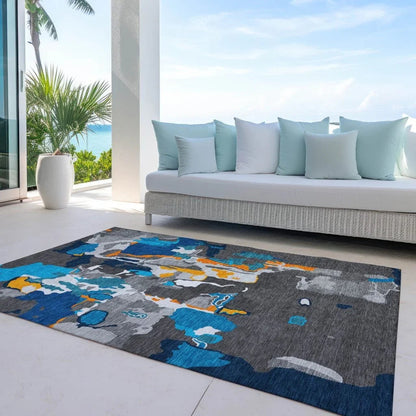 Mysa Charcoal Washable Indoor-Outdoor Rug-Outdoor Rugs-LOOMLAN Rugs-LOOMLAN