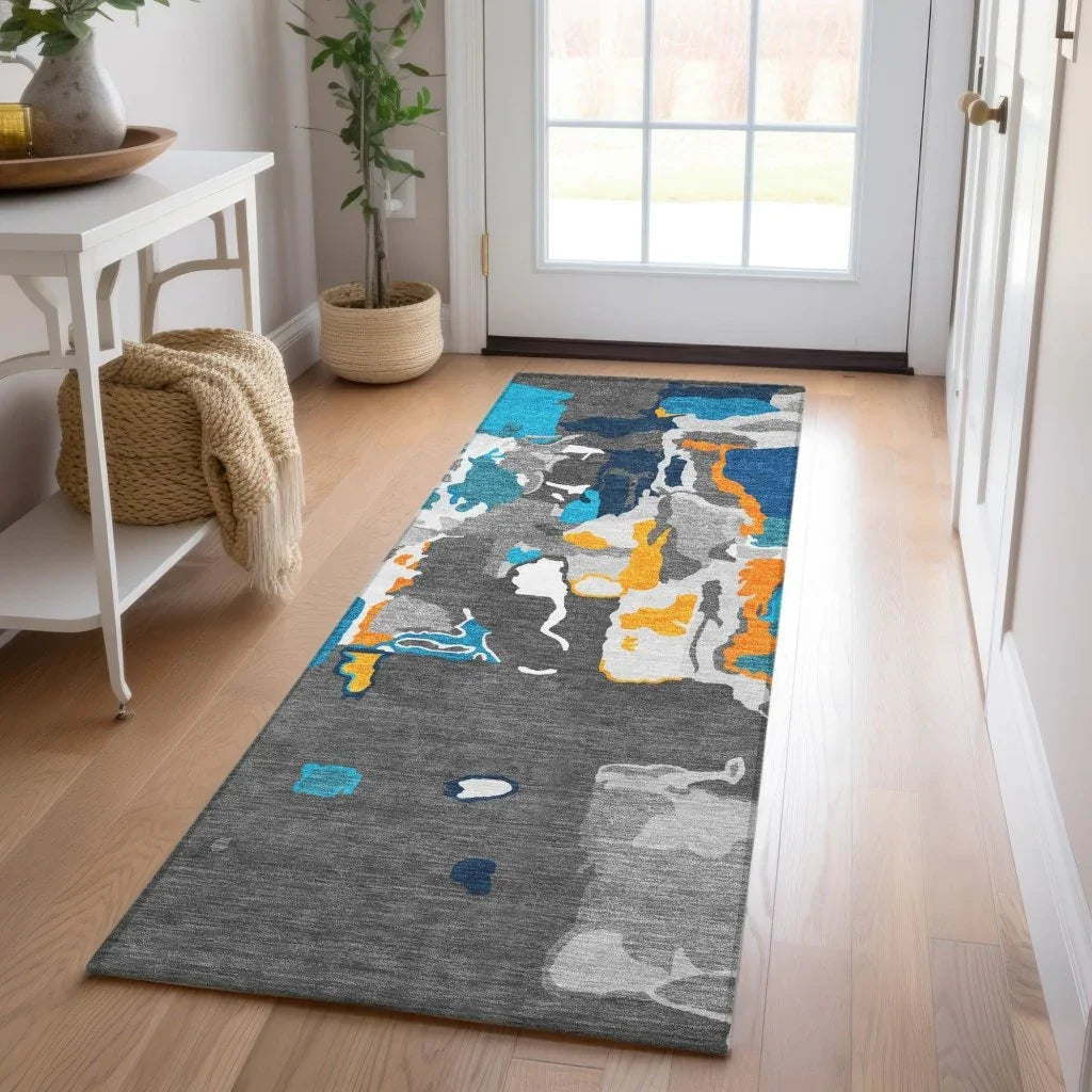 Mysa Charcoal Washable Indoor-Outdoor Rug-Outdoor Rugs-LOOMLAN Rugs-LOOMLAN