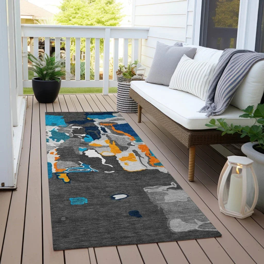 Mysa Charcoal Washable Indoor-Outdoor Rug-Outdoor Rugs-LOOMLAN Rugs-LOOMLAN