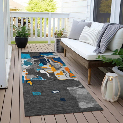 Mysa Charcoal Washable Indoor-Outdoor Rug-Outdoor Rugs-LOOMLAN Rugs-LOOMLAN