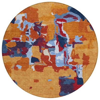 Mysa Copper Washable Indoor-Outdoor Rug-Outdoor Rugs-LOOMLAN Rugs-8' x 8'-LOOMLAN