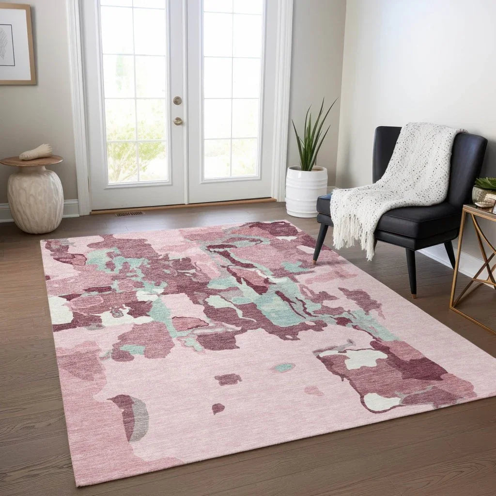 Mysa Pink Washable Indoor-Outdoor Rug-Outdoor Rugs-LOOMLAN Rugs-LOOMLAN