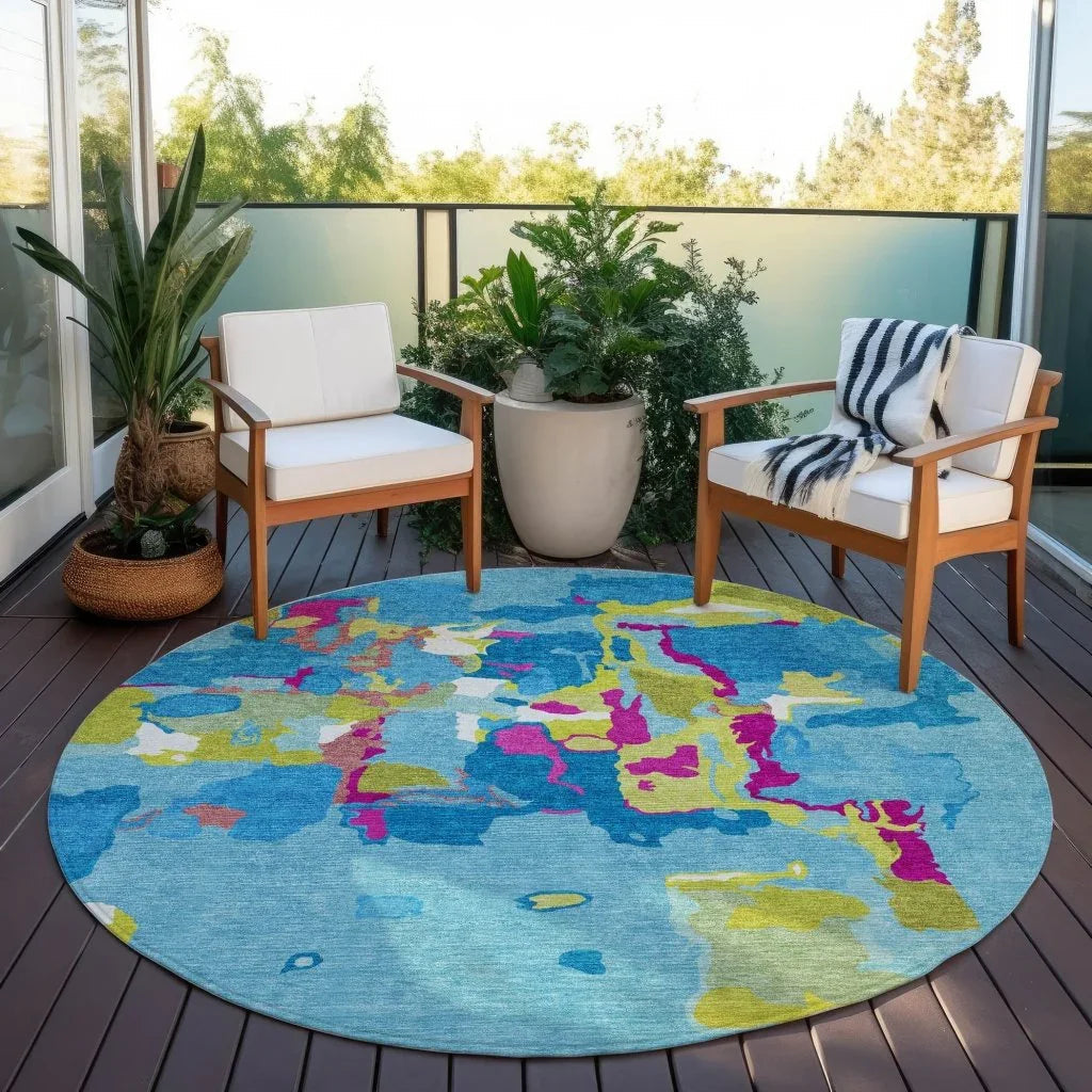 Mysa Teal Washable Indoor-Outdoor Rug-Outdoor Rugs-LOOMLAN Rugs-LOOMLAN