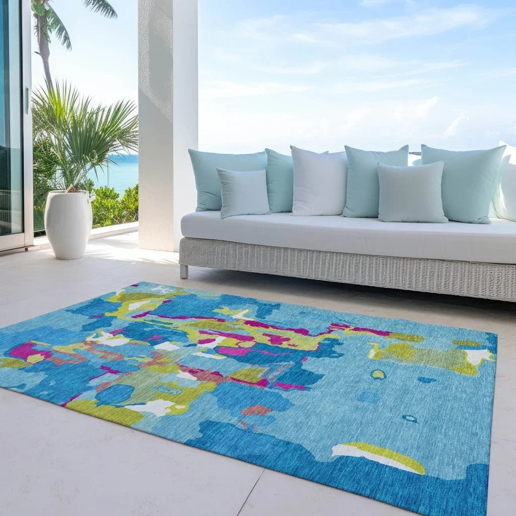Mysa Teal Washable Indoor-Outdoor Rug-Outdoor Rugs-LOOMLAN Rugs-LOOMLAN