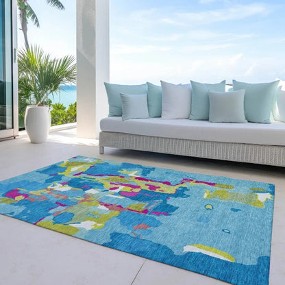 Mysa Teal Washable Indoor-Outdoor Rug-Outdoor Rugs-LOOMLAN Rugs-LOOMLAN