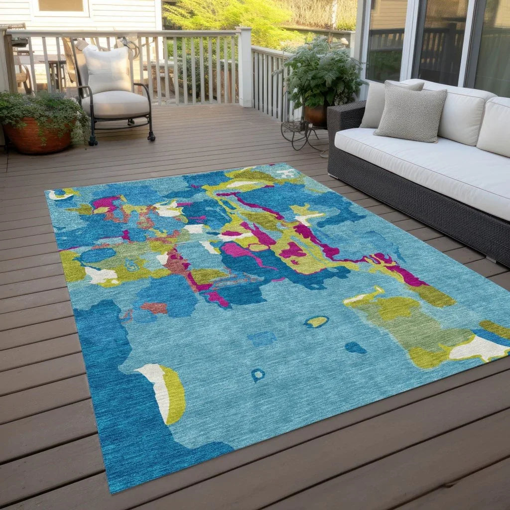 Mysa Teal Washable Indoor-Outdoor Rug-Outdoor Rugs-LOOMLAN Rugs-LOOMLAN